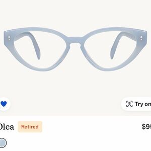 Warby Parker Olea blue poppy Stylish Blue Cat-Eye Glasses